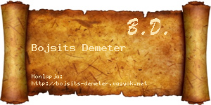 Bojsits Demeter névjegykártya
